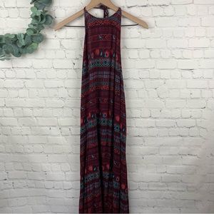 Umgee Red and Blue Patterned Maxi Dress